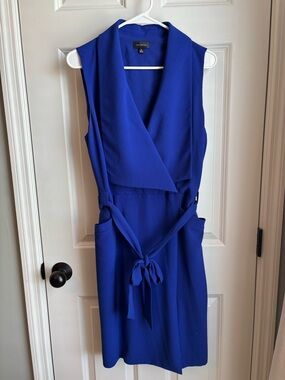 The Limited Sleeveless Wrap Midi Dress in Royal Blue